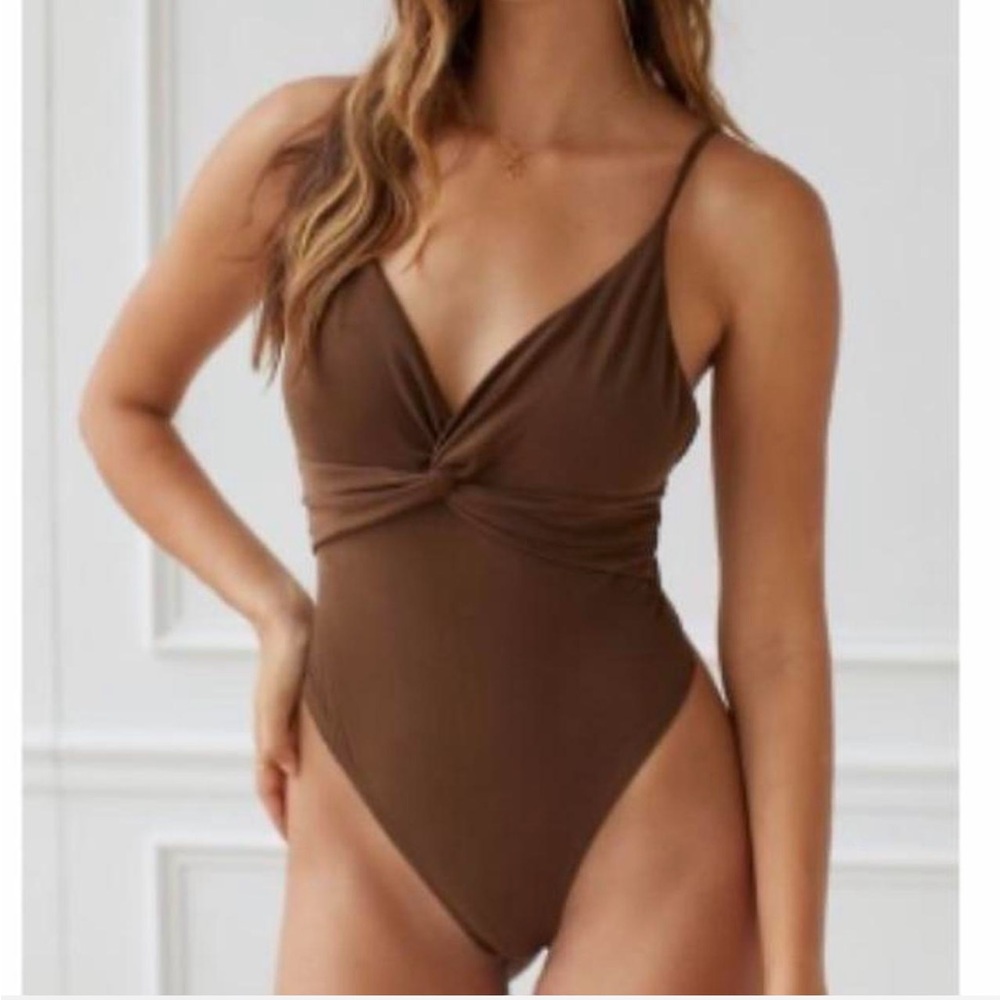 spaghetti strap brown bodysuit